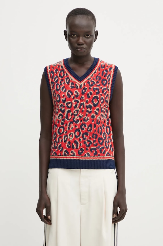 adidas Originals gilet con lana Wb Knit Vest scollo a V rosso KD0335