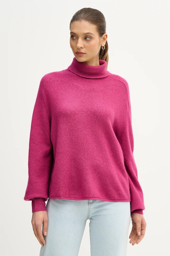 Sveter United Colors of Benetton rolák ružová 11CZD204F