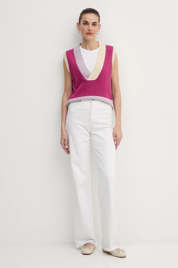 Vesta s přídavkem vlny United Colors of Benetton 16YCE403M fialová AW25