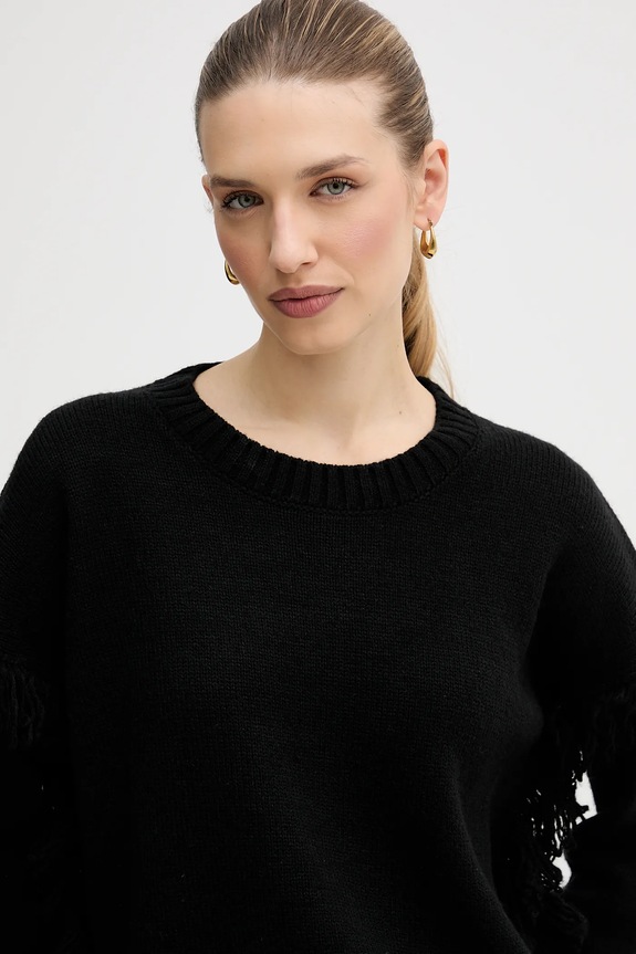 United Colors of Benetton pulover din amestec de lână negru 191VD10EZ