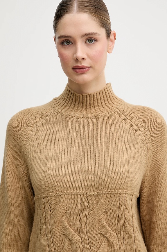 United Colors of Benetton pulover din amestec de lână bej 191VD204A