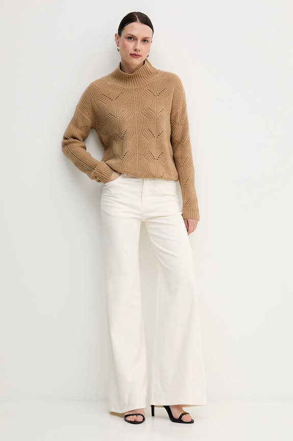 Pulover s dodatkom vune United Colors of Benetton 1FDFD10F2 bež AW25