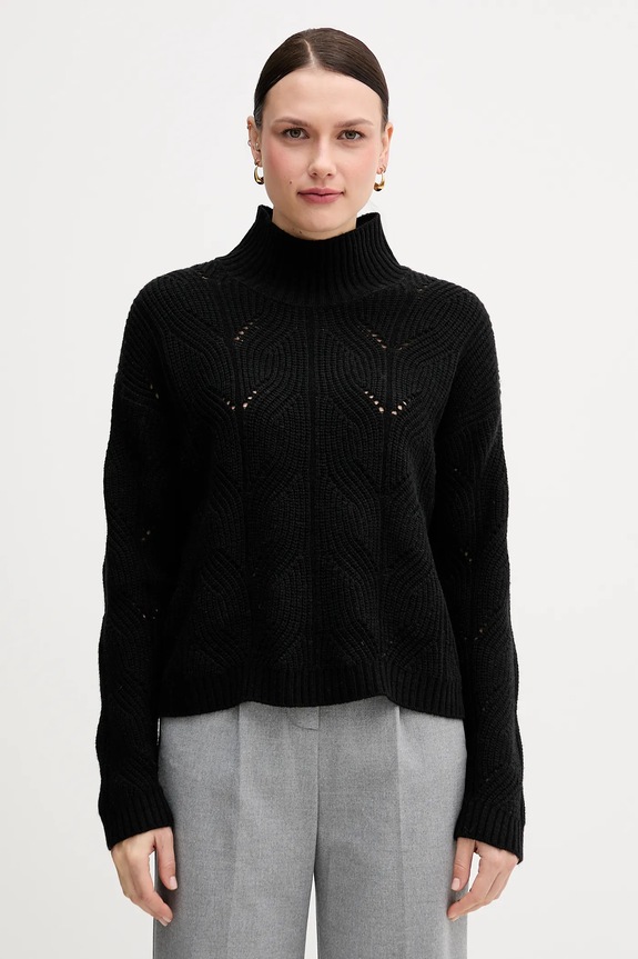 United Colors of Benetton pulóver gyapjúkeverékből sima fekete 1FDFD10F2