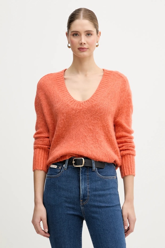 United Colors of Benetton pulover din amestec de mohair grosime medie portocaliu 1VAAD10EX