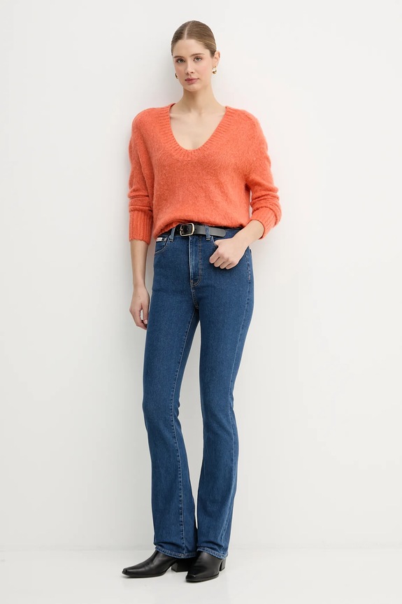 United Colors of Benetton pulover din amestec de mohair 1VAAD10EX portocaliu AW25
