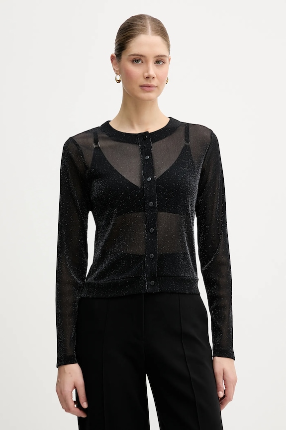United Colors of Benetton cardigan subtiri negru 33UXD500Y