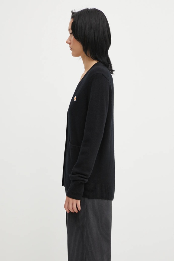 Вълнена жилетка Maison Kitsuné Baby Fox Lambswool Boxy PW00501KT1006 черен AW25