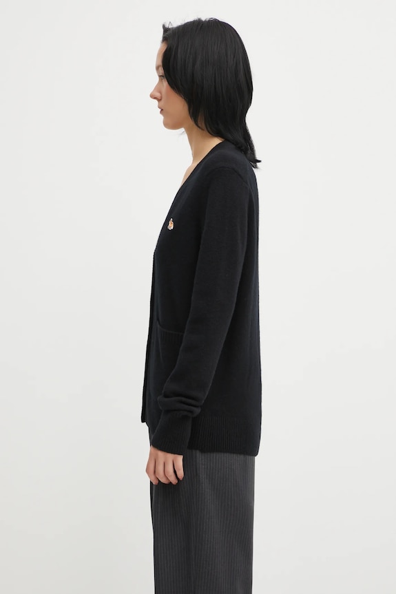 Вълнена жилетка Maison Kitsuné Baby Fox Lambswool Boxy PW00501KT1006 черен AW25