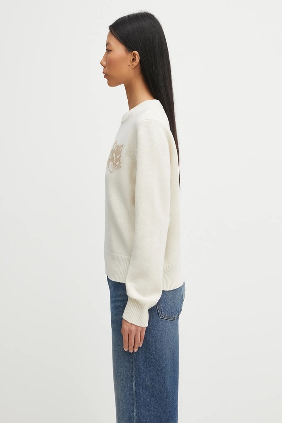 Maison Kitsuné woolen jumper Fox Head Intarsia Merino NW00808KM0329 beige AW25