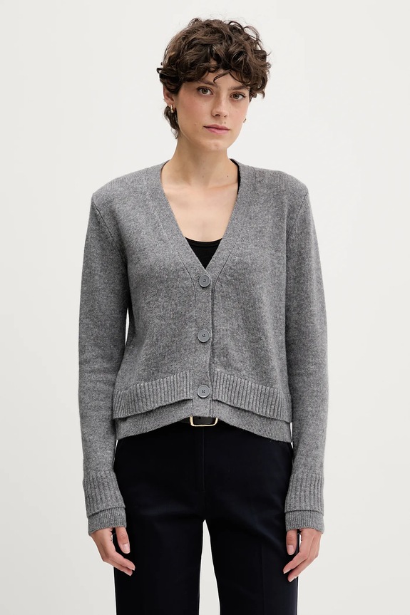 Sisley kardigan z dodatkiem wełny cienka szary 122WL602S