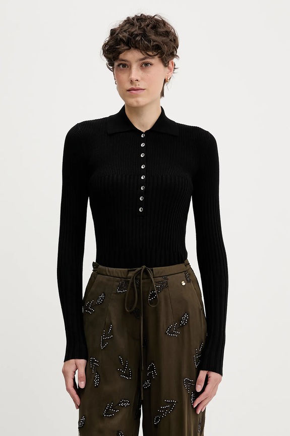 Sisley pulover din amestec de lână subtiri negru 1QNQL300E