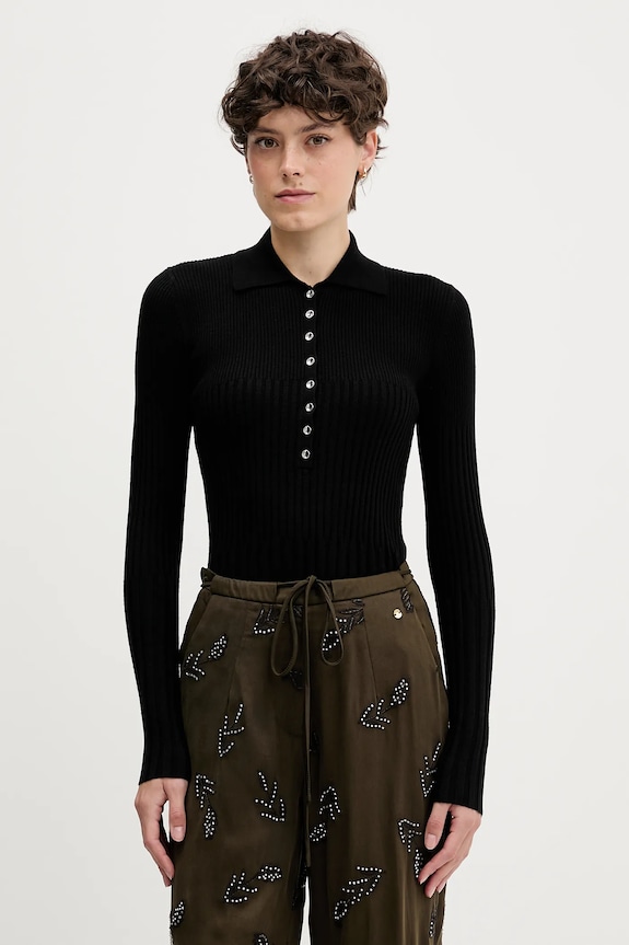 Sisley pulover din amestec de lână subtiri negru 1QNQL300E