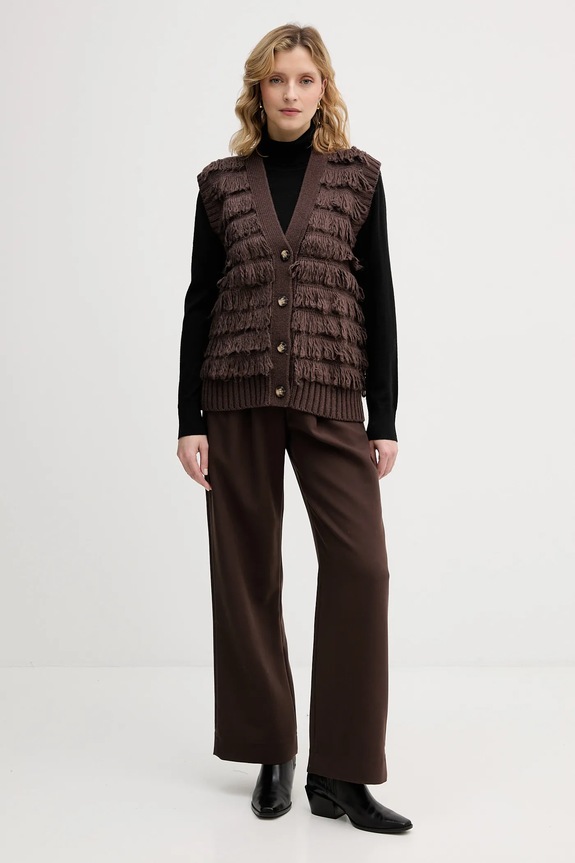 Sisley kamizelka z dodatkiem wełny 18DLL602X brązowy AW25