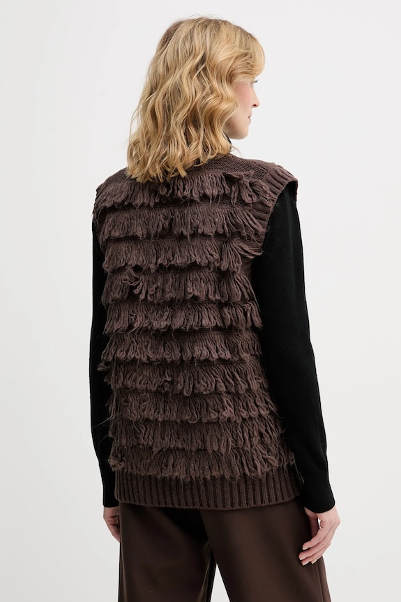 Odzież Sisley kamizelka z dodatkiem wełny 18DLL602X brązowy