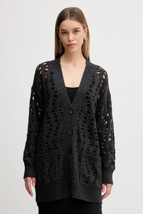 Sisley cardigan din amestec de lână groase gri 1UFLL602W