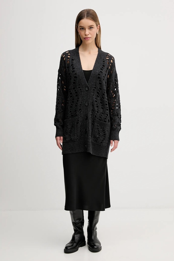 Sisley cardigan din amestec de lână 1UFLL602W gri AW25