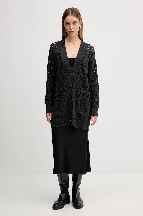 Sisley cardigan din amestec de lână 1UFLL602W gri AW25