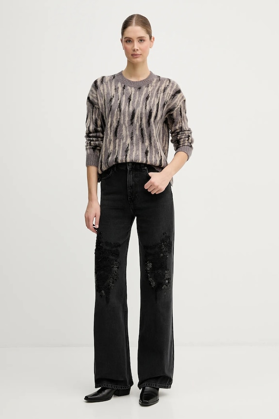 Sisley pulover din amestec de mohair 1TQ1L106Z gri AW25