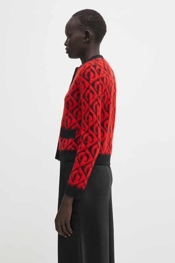 Marine Serre cardigan with wool blend Moon Lozenge Knit WTK086ACKNI0539 red AW25
