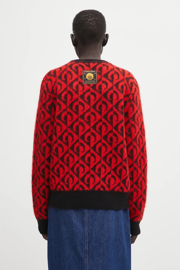 Odzież Marine Serre sweter z dodatkiem wełny Moon Lozenge Knit Crewneck MTK004ACKNI0539 czerwony