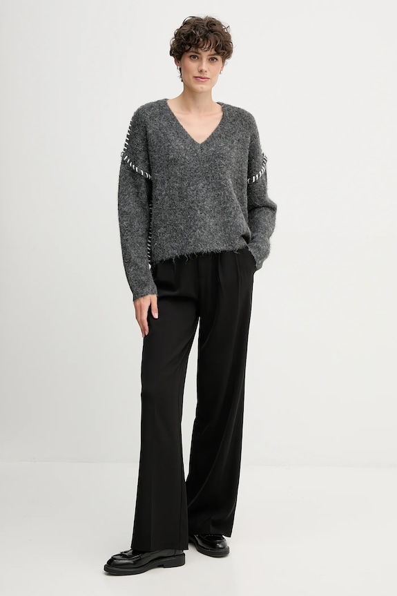 Sandro Ferrone sweter z domieszką wełny S87YBFGAL szary AW25