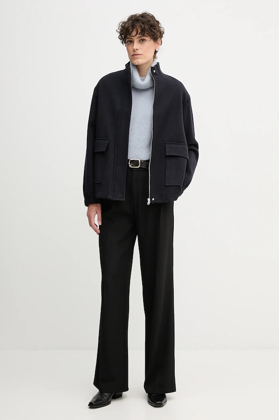 Sandro Ferrone sweter z dodatkiem alpaki S9YBFNOME niebieski AW25