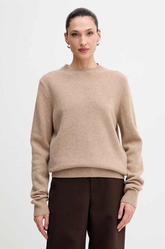 La Mania sweter wełniany MELLOW okrągły beżowy MELLOW