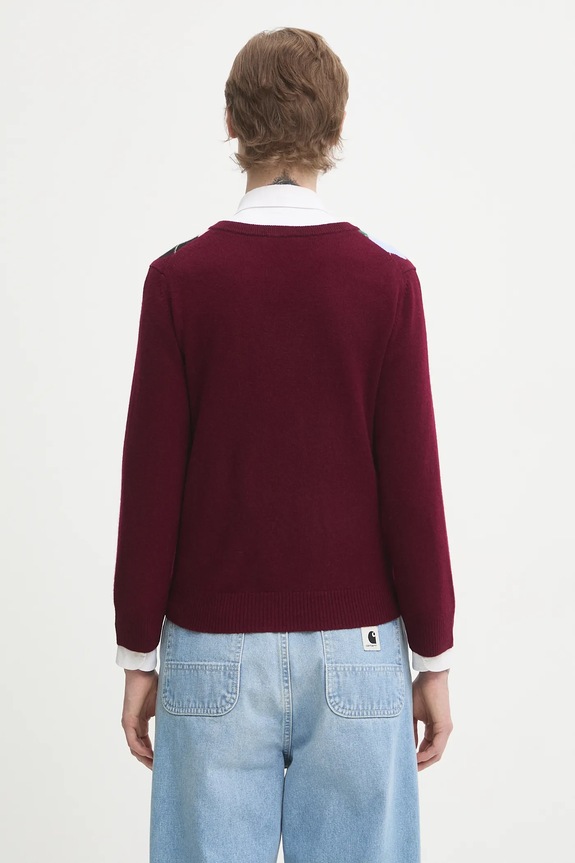 Odzież GANNI kardigan wełniany Cashmere Wool Mix K2532 bordowy