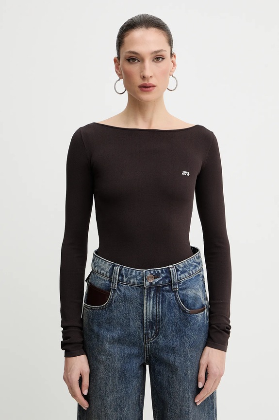 Tričko s dlhým rukávom Miss Sixty slim hnedá 6S3RJ42700