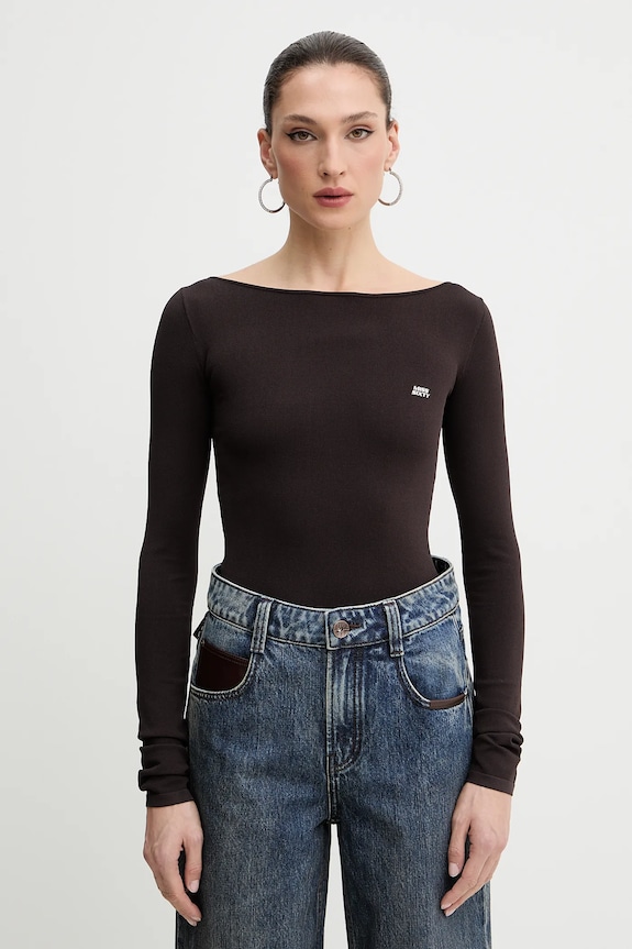 Tričko s dlhým rukávom Miss Sixty slim hnedá 6S3RJ42700