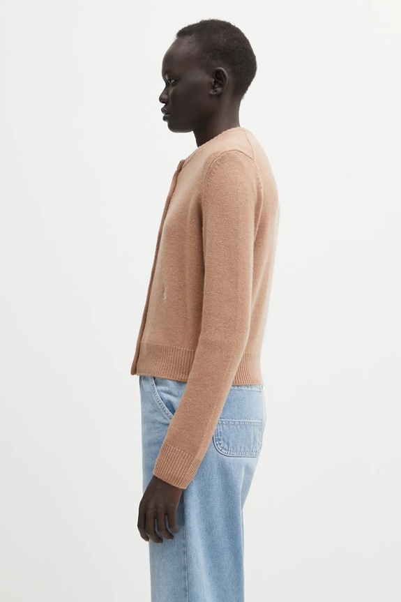 Sporty & Rich woolen cardigan SRC Cashmere WS07364302BE02 brown AW25