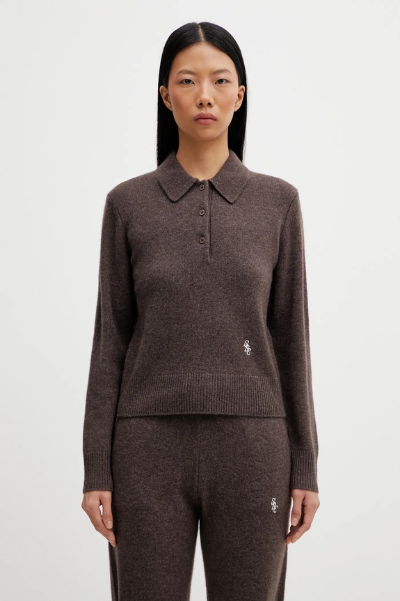 Шерстяной свитер Sporty & Rich SRC Cashmere шерсть коричневый WS07466302BR27