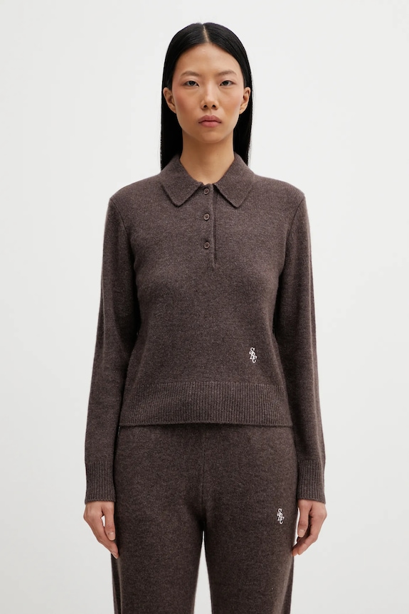 Шерстяной свитер Sporty & Rich SRC Cashmere шерсть коричневый WS07466302BR27
