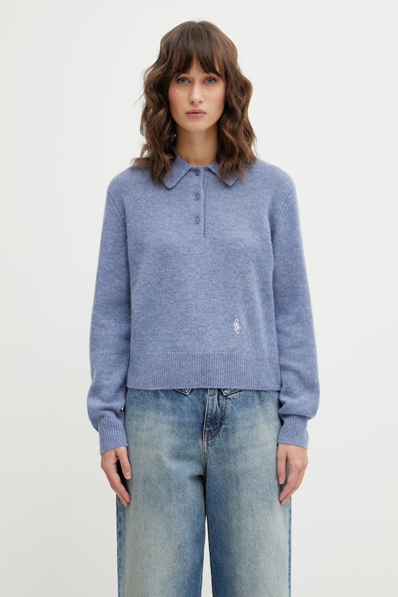 Sporty & Rich woolen jumper SRC Cashmere medium thickness blue WS07466302BL11