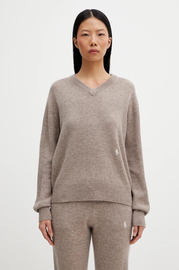 Свитер с добавлением шерсти Sporty & Rich SRC Cashmere шерсть бежевый WS07666302BE24