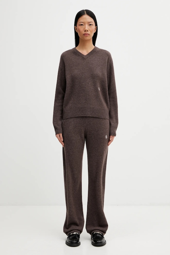 Шерстяной свитер Sporty & Rich SRC Cashmere WS07666302BR27 коричневый