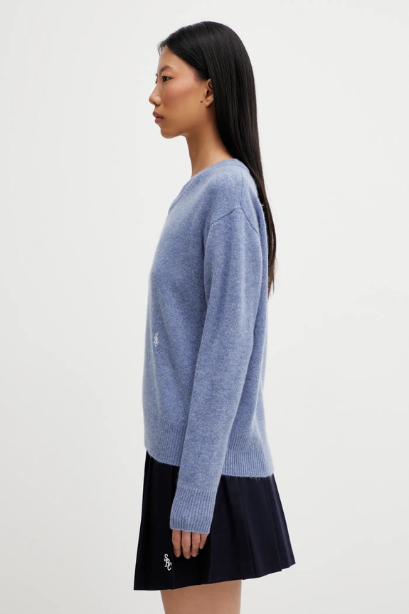 Шерстяной свитер Sporty & Rich SRC Cashmere WS07666302BL11 голубой AW25