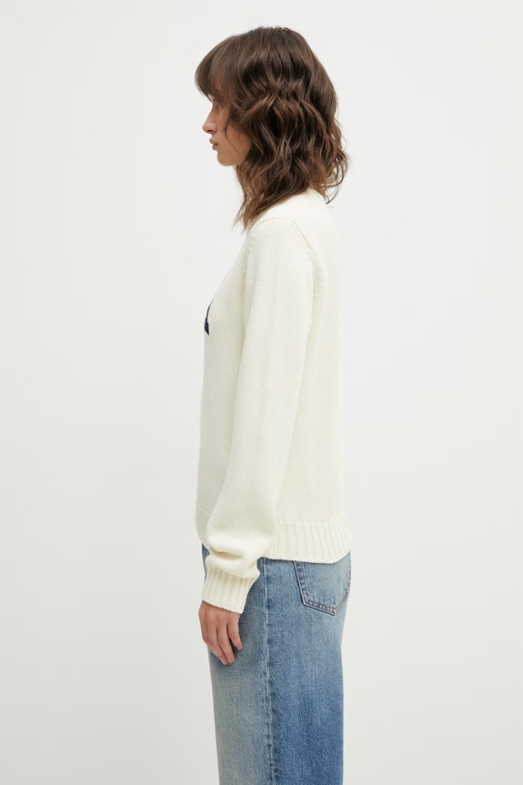 Sporty & Rich cotton jumper USA Knitted WS06567643WH37 beige AW25
