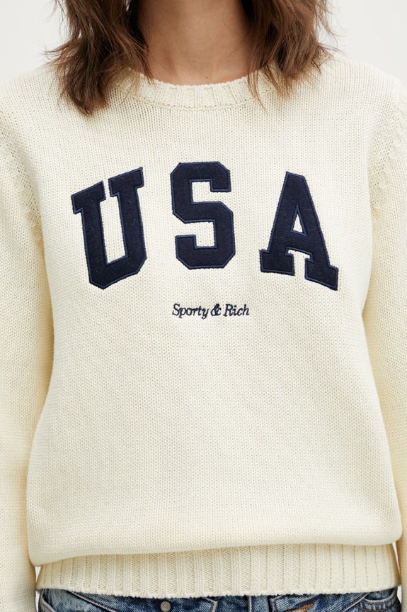 Sporty & Rich cotton jumper USA Knitted beige WS06567643WH37