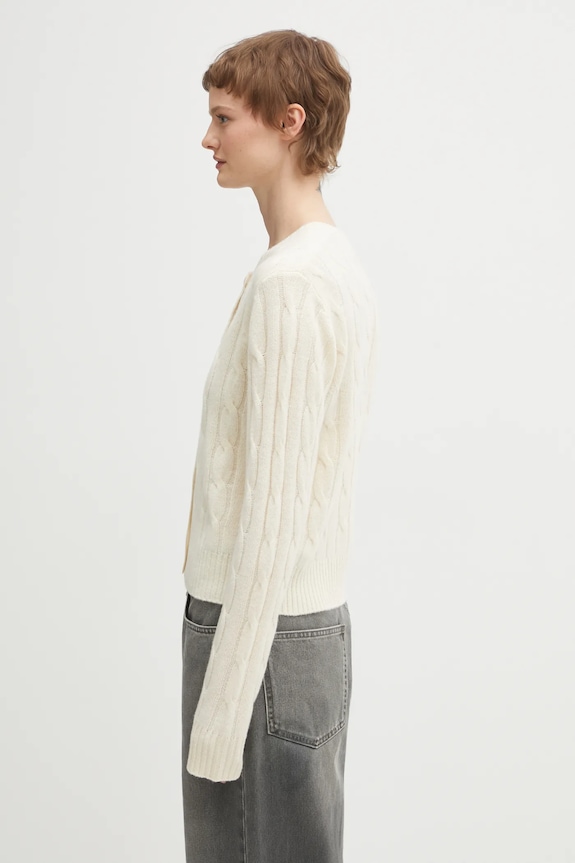 Шерстяной кардиган Sporty & Rich SRC Cableknit Cashmere CA00365302WH37 бежевый AW25