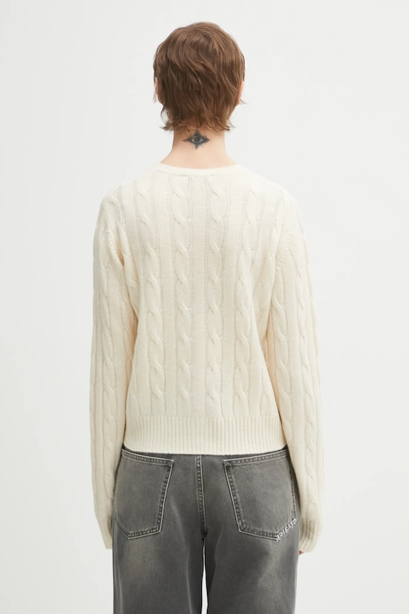 Одежда Шерстяной кардиган Sporty & Rich SRC Cableknit Cashmere CA00365302WH37 бежевый