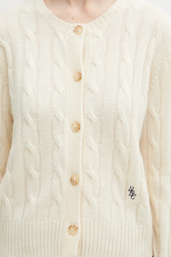 Шерстяной кардиган Sporty & Rich SRC Cableknit Cashmere бежевый CA00365302WH37