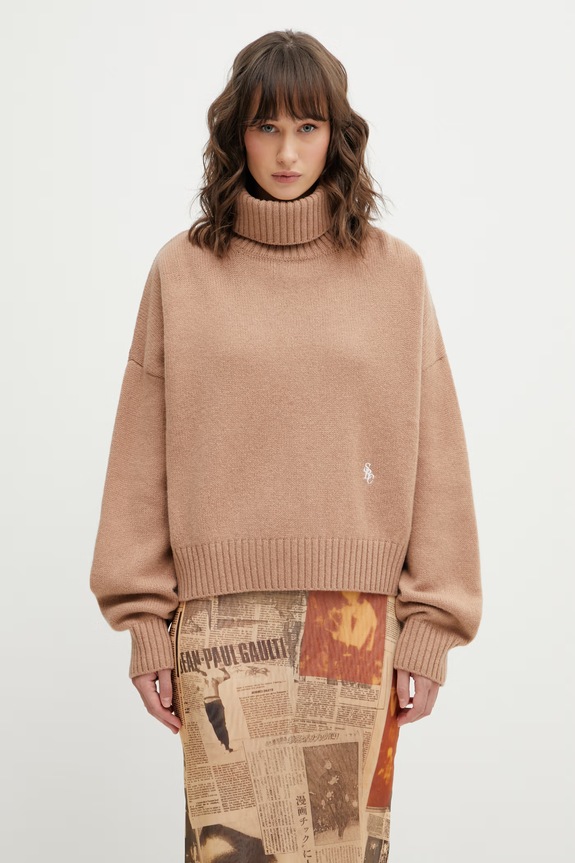 Sporty & Rich woolen jumper SRC Wool medium thickness brown WS06465302BE02
