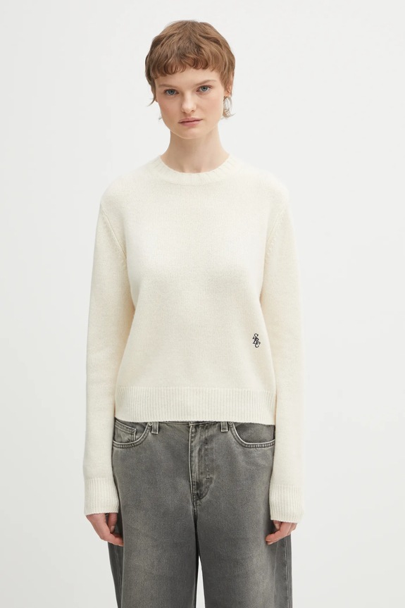 Вовняний светр Sporty & Rich SRC Cashmere гладкий бежевий WS01262302WH37