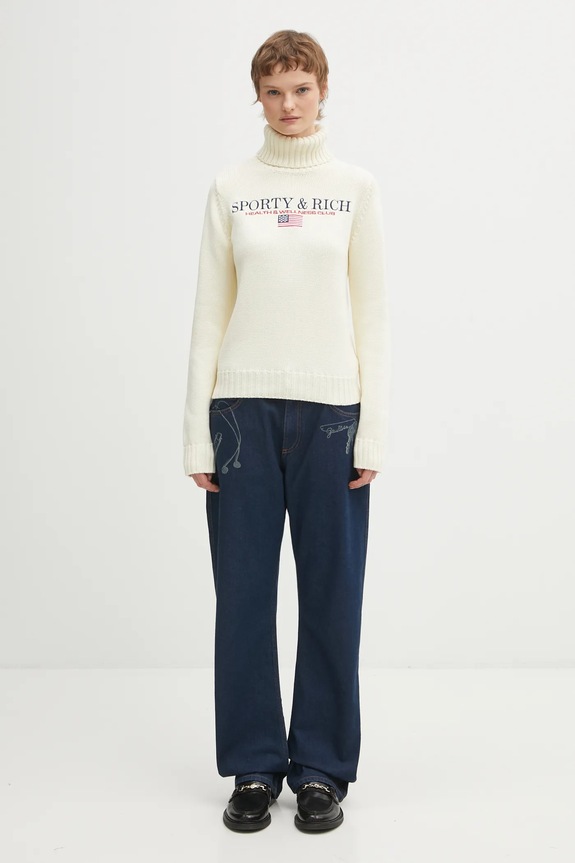 Бавовняний светр Sporty & Rich S&R Nautical Knitted WS07263178WH37 бежевий