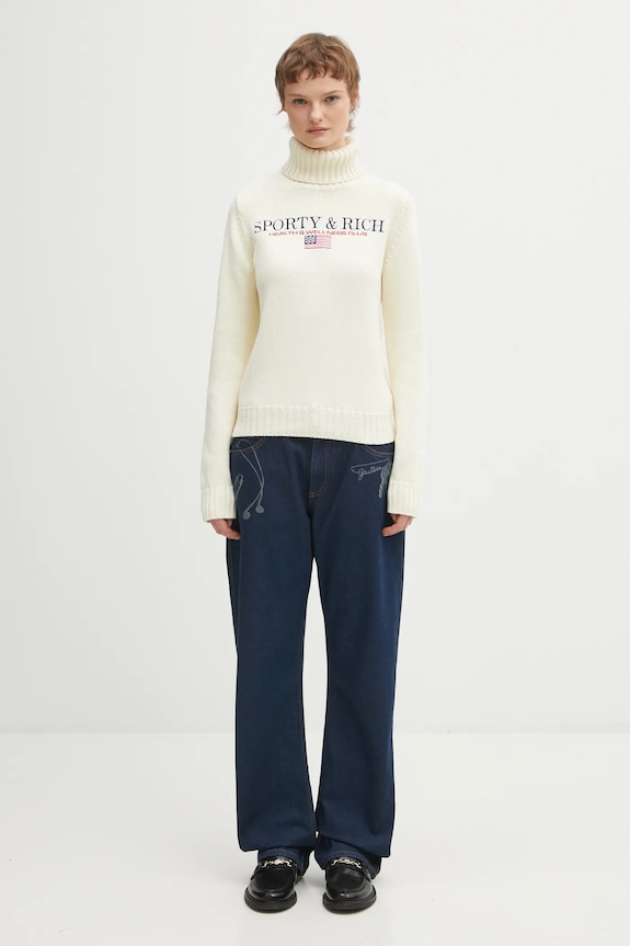 Бавовняний светр Sporty & Rich S&R Nautical Knitted WS07263178WH37 бежевий