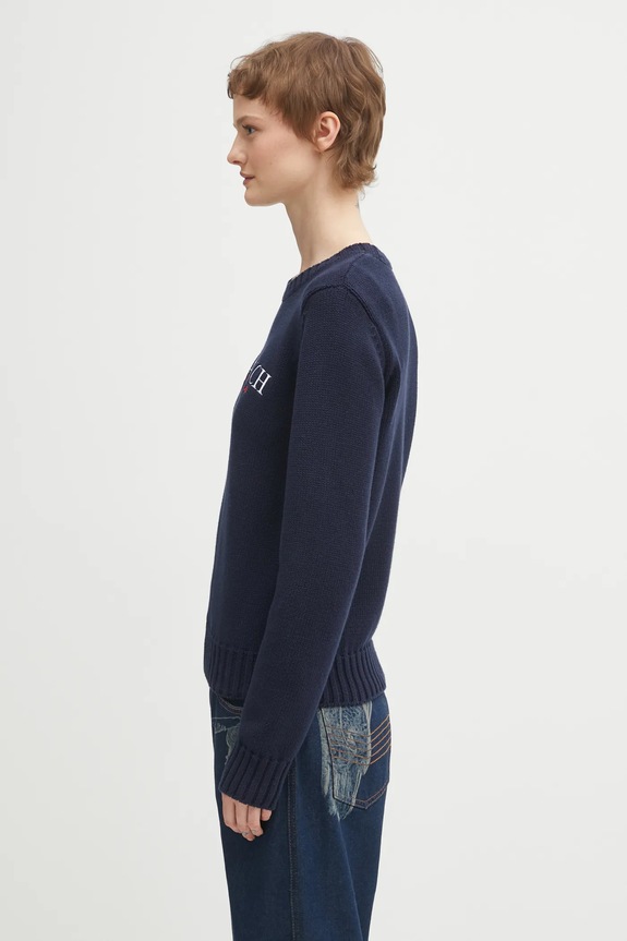 Бавовняний светр Sporty & Rich S&R Nautical Knitted WS06563178BL106 темно-синій AW25
