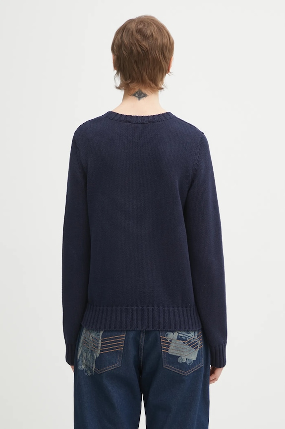 Одяг Бавовняний светр Sporty & Rich S&R Nautical Knitted WS06563178BL106 темно-синій