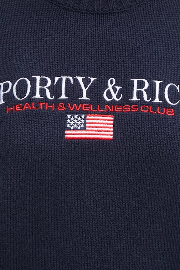 Бавовняний светр Sporty & Rich S&R Nautical Knitted темно-синій WS06563178BL106