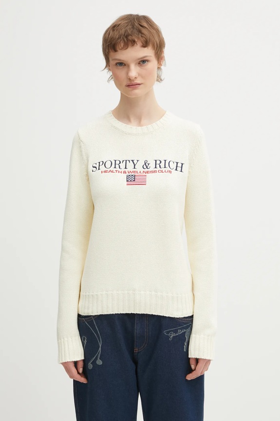 Бавовняний светр Sporty & Rich S&R Nautical Knitted бавовна бежевий WS06563178WH37